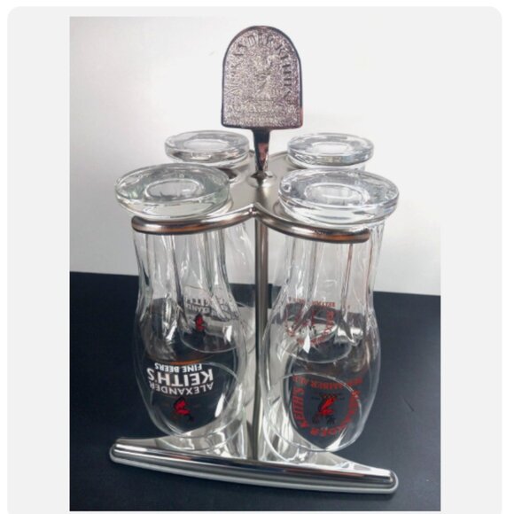 Alexander Keith's Beer Glasses and Stand Set 4 Glasses Barware A. Keith's - Picture 13 of 13